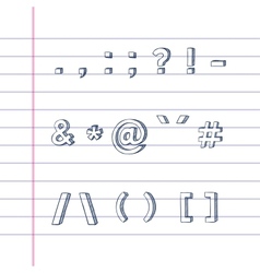 Hand drawn text symbols on lined paper vector image