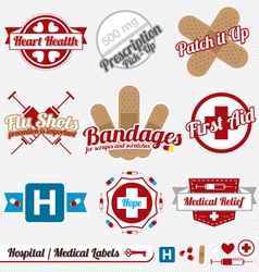 Medical and Hospital Labels and Icons vector image