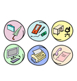 Set of Office Supplies on Round Background vector image
