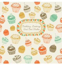 Cupcakes Birthday Card vector image