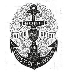 Vintage Hand Drawn Flourish Anchor vector image