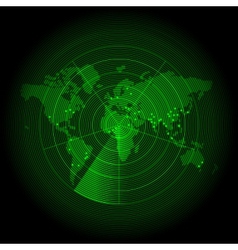 Green world map with a radar screen vector image