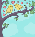 Birds kissing on a brunch vector image