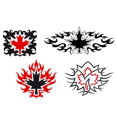 Maple leaves emblems and symbols vector image