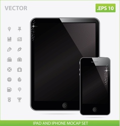 Realistic tablet with blank screen and iphone vector image
