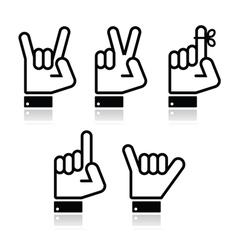 Hand gestures signals and signs - victory vector image