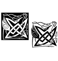 Heron bird on celtic ornament Heron bird on celtic ornament vector image