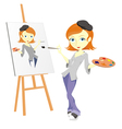 Female paint artist vector image