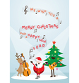 Santa Claus Snowman Reindeer Sing a Song vector image