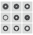Black camera shutter icons set vector image