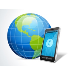 Mobile phone and globe icon vector image