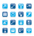 Plumbing objects and tools icons vector image