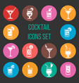 Colorful cocktail icons set vector image