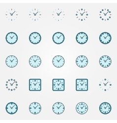 Clock blue icons set Clock blue icons set vector image