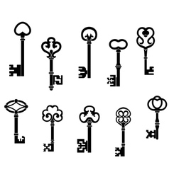 Old and vintage keys set vector image