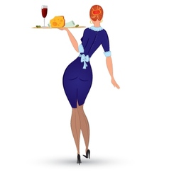 Waitress in blue uniform vector image
