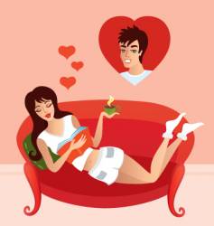 Cute girl dream vector image