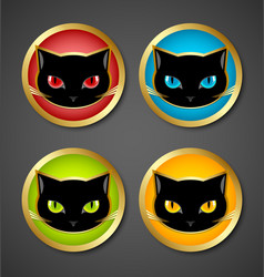 Black cat head icons vector image