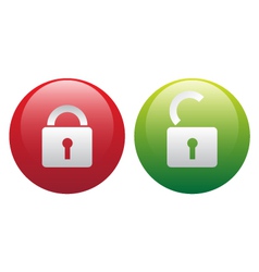 Glassy lock and unlock icon set vector image
