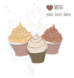 Cupcakes card vector image