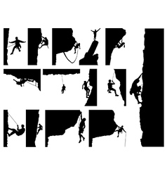 Rock climber silhouettes vector image