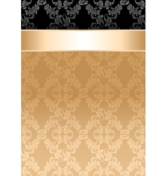 Background gold ribbon seamless floral pattern vector image