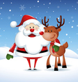 Santa Claus with his friend reindeer in Christmas vector image