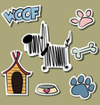 Funny Dog and accessory sticker set vector image