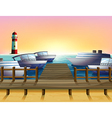 The port and the sunset view vector image