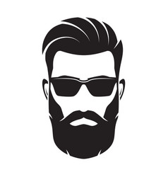 Bearded men face hipster character vector image