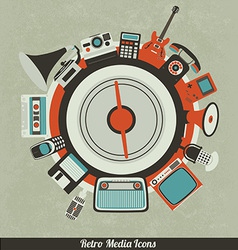 Retro Media Icons vector image