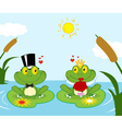 Frog Bride And Groom On A Pond vector image