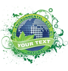 Label with globe vector image