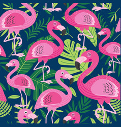 Seamless pattern with flamingo vector image