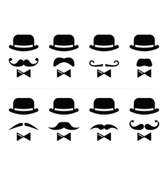 Gentleman icon - man with moustache and bow tie vector image
