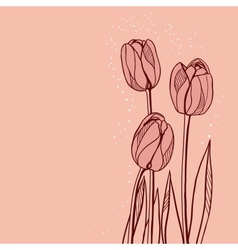 Abstract floral with tulips on pink background vector image