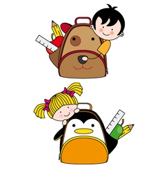 Children with backpacks vector image