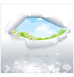 Blue sky in torn paper vector image