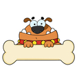 Brown Dog Over A Blank Bone Sign vector image