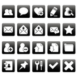 White web icons on black squares vector image