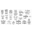 Quote coffee cup typography set vector image