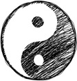 Doodle yin-yang symbol vector image