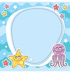 Card with sea creatures vector image