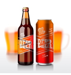 Beer bottle and can vector image