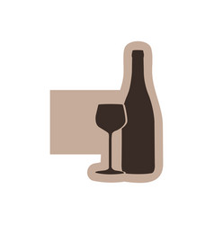 Color emblem with silhouette wine bottle and glass Color emblem with silhouette wine bottle and glass vector image