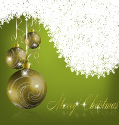 Green merry Christmas greeting card vector image