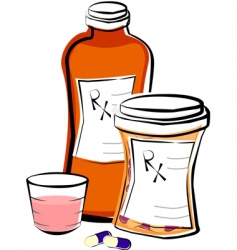 Liquid medicine and pills vector image