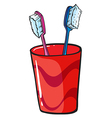 Toothbrush inside a red glass vector image