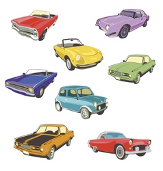 Retro autos white background vector image