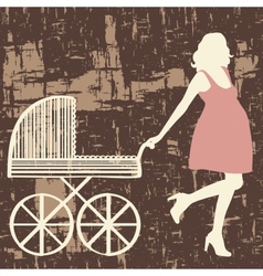 Pregnant woman with carriage vector image